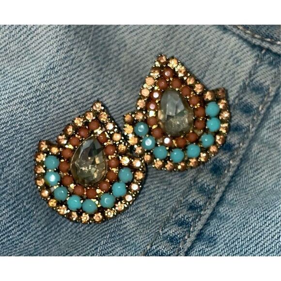 Vintage Art Deco Czech Crystal Abstract Earrings - Picture 3 of 12